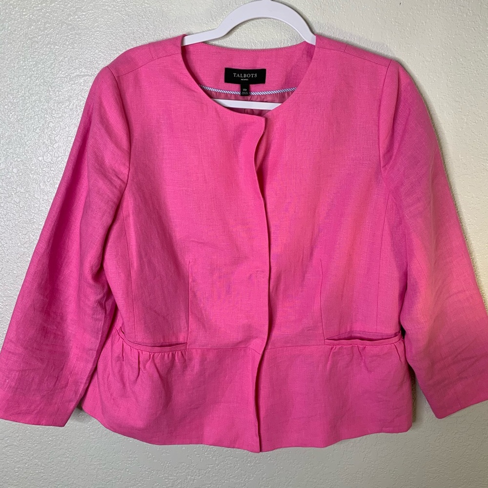 Talbots Pink Peplum linen jacket
